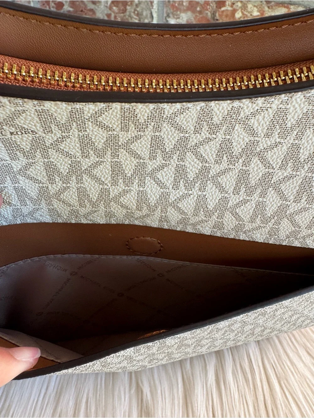 Michael Kors White Monogram Shoulder Bag